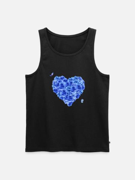 Blue floral heart - Men's Premium Organic Tank Top - black