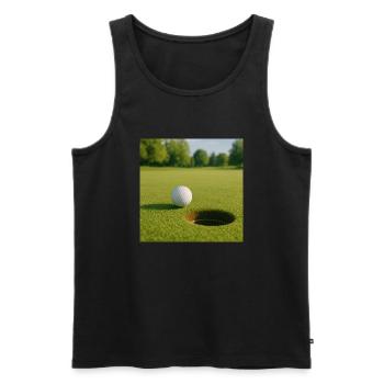 Golf -Golfball auf Grün - Männer Premium Bio Tank Top - Schwarz - Vorne - Michal (187cm)