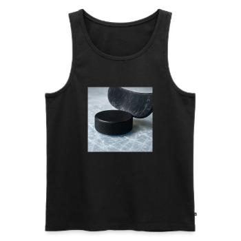 Eishockey - Schläger und Puck - Männer Premium Bio Tank Top - Schwarz - Vorne - Michal (187cm)