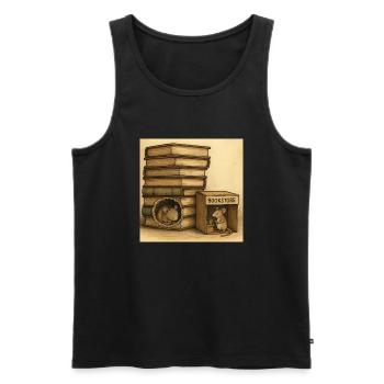 Bücher - Die eigene Buchhandlung der Mäuse - Männer Premium Bio Tank Top - Schwarz - Vorne - AI Model Male 178 light (178cm)