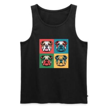 Un bulldog avec un style pop art - Débardeur bio Premium Homme - noir - Devant - AI Model Male 178 light (178cm)