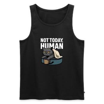Not Today, Human – Sarcastic Lazy Cat Design - Men's Premium Organic Tank Top - black - Front - AI Model Male 178 light (178cm)