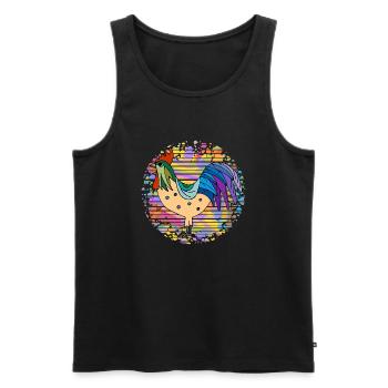 Hahn - Männer Premium Bio Tank Top - Schwarz - Vorne - AI Model Male 178 light (178cm)