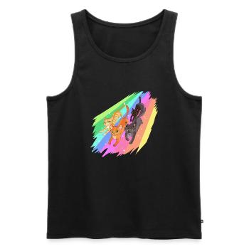 Feuerstern Firestar Katzen Regenbogen Warrior Cats - Männer Premium Bio Tank Top - Schwarz - Vorne - AI Model Male 178 light (178cm)