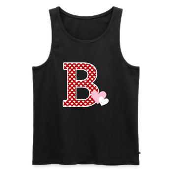 Buchstabe B Herz - Männer Premium Bio Tank Top - Schwarz - Vorne - AI Model Male 178 light (178cm)