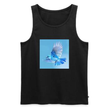 blue songbird in flight blue background - Men's Premium Organic Tank Top - black - Front - AI Model Male 178 light (178cm)