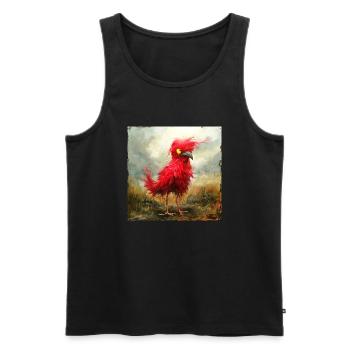 small red tousled bird with yellow eyes - Men's Premium Organic Tank Top - black - Front - AI Model Male 178 light (178cm)