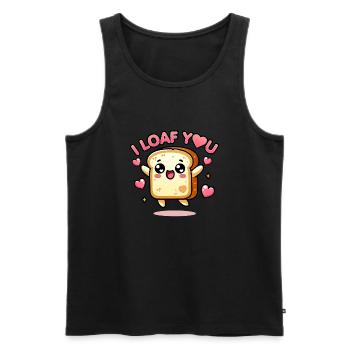 Kawaii Chibi Bread – I Loaf You Funny Food Pun - Men's Premium Organic Tank Top - black - Front - AI Model Male 178 light (178cm)