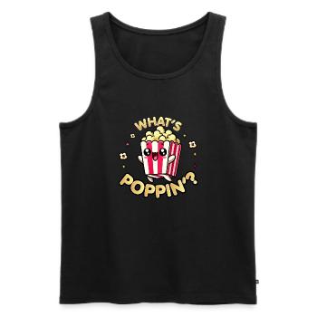 Kawaii Chibi Popcorn – What's Poppin' Funny Food - Männer Premium Bio Tank Top - Schwarz - Vorne - Michal (187cm)