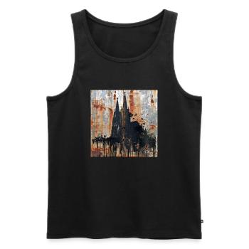 Graffiti Cologne Cathédrale Silhouette Rouille Métal Urbain - Débardeur bio Premium Homme - noir - Devant - Michal (187cm)