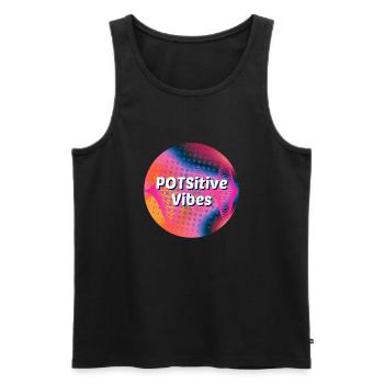POTSitive Vibes bunter Hintergrund Wellen - Männer Premium Bio Tank Top - Schwarz - Vorne - AI Model Male 178 light (178cm)