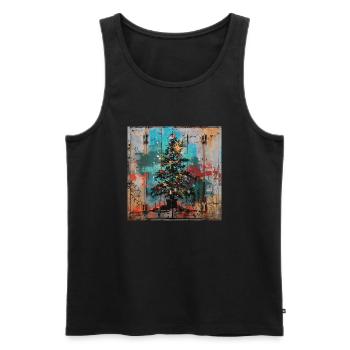 Graffiti Xmas Tree Rost Metall urban Containertür - Männer Premium Bio Tank Top - Schwarz - Vorne - Michal (187cm)