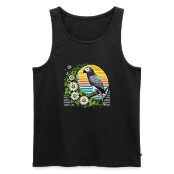 Afrikanischer Graupapagei - Männer Premium Bio Tank Top - Schwarz - Vorne - AI Model Male 178 light (178cm)
