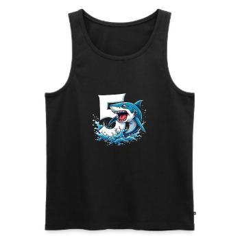Fête d’anniversaire des enfants requin numéro 5 - Débardeur bio Premium Homme - noir - Devant - Michal (187cm)