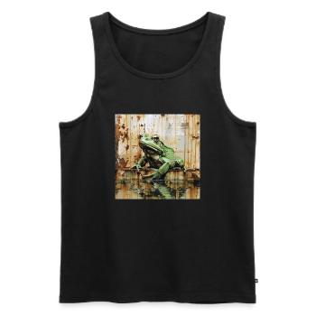 Graffiti Laubfrosch Rost Metall urban Streetart - Männer Premium Bio Tank Top - Schwarz - Vorne - Michal (187cm)
