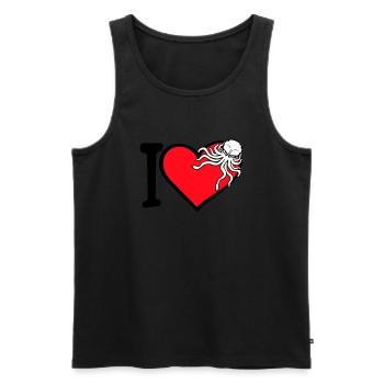 Ich liebe Oktopus Herz I Love Herz Symbol Logo süß - Männer Premium Bio Tank Top - Schwarz - Vorne - Michal (187cm)