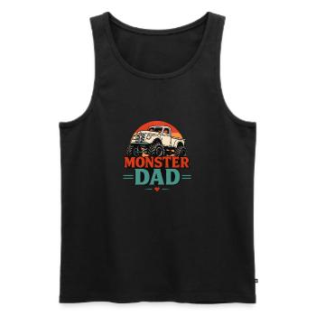 Vintage Sonnenuntergang Retro Monster Truck Vater - Männer Premium Bio Tank Top - Schwarz - Vorne - Michal (187cm)