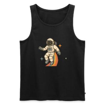 Astronaut with Rainbow – Retro Space Dream - Men's Premium Organic Tank Top - black - Front - AI Model Male 178 light (178cm)