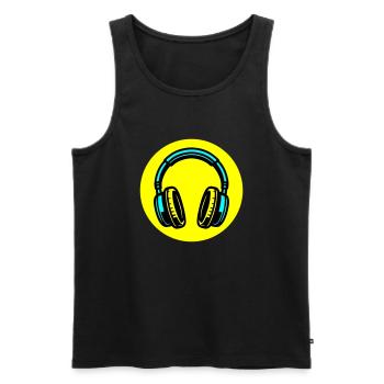 Musique d’icône de casque - Débardeur bio Premium Homme - noir - Devant - Michal (187cm)