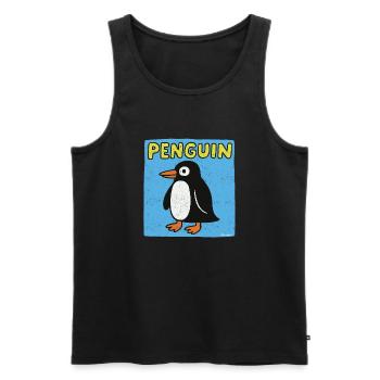 Dessin animé pingouin - aspect patiné - Débardeur bio Premium Homme - noir - Devant - Michal (187cm)