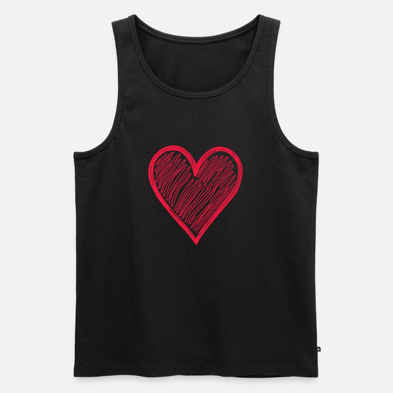 Süßes Herz Hand Gezeichnet - Männer Premium Bio Tank Top - Schwarz