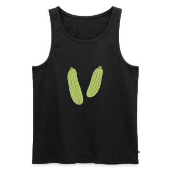 Gestreifte Zucchini - Männer Premium Bio Tank Top - Schwarz - Vorne - Michal (187cm)
