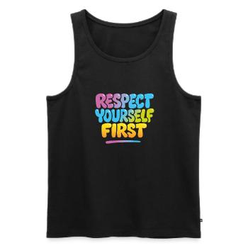 Respektiere dich selbst erstes buntes Zitat Shirt Gen Z - Männer Premium Bio Tank Top - Schwarz - Vorne - AI Model Male 178 light (178cm)