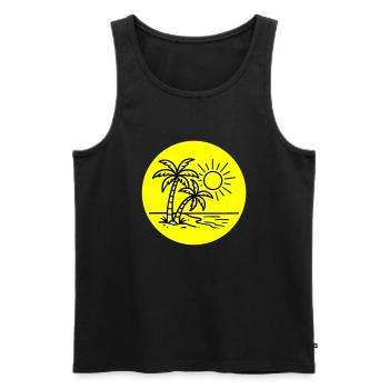 Island Palm Tree Symbol Holiday - Men's Premium Organic Tank Top - black - Front - Michal (187cm)