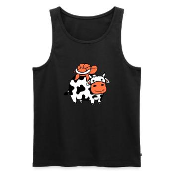 Tortue d’eau vache 2 amis équipe équitation mignon - Débardeur bio Premium Homme - noir - Devant - AI Model Male 178 light (178cm)