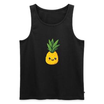 Pineapple content, innocent and cute expression - Men's Premium Organic Tank Top - black - Front - AI Model Male 178 light (178cm)