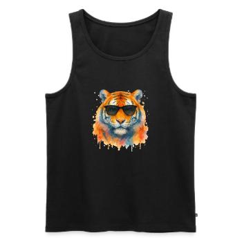 tiger sonnenbrille - Männer Premium Bio Tank Top - Schwarz - Vorne - Michal (187cm)