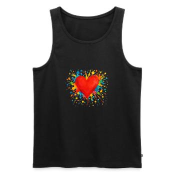 herz klecks - Männer Premium Bio Tank Top - Schwarz - Vorne - Michal (187cm)