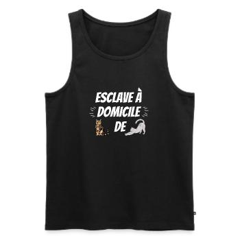ESCLAVE A DOMICILE DE MON CHAT PERSONNALISABLE - Débardeur bio Premium Homme - noir - Devant - Michal (187cm)