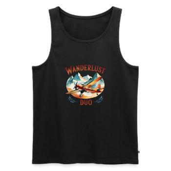 Retro Flugzeug – Wanderlust Duo - Männer Premium Bio Tank Top - Schwarz - Vorne - AI Model Male 178 light (178cm)