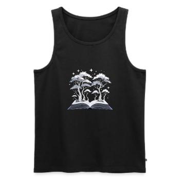 Magic Forest – Book with Trees - Men's Premium Organic Tank Top - black - Front - AI Model Male 178 light (178cm)
