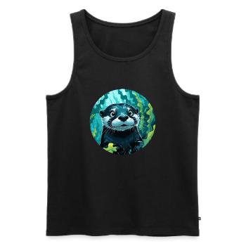 niedlicher Otter - rund - Männer Premium Bio Tank Top - Schwarz - Vorne - Michal (187cm)