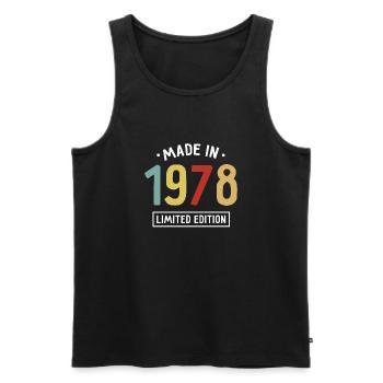Fabriqué en 1978 - Edition limitée - Année de naissance - Débardeur bio Premium Homme - noir - Devant - Michal (187cm)