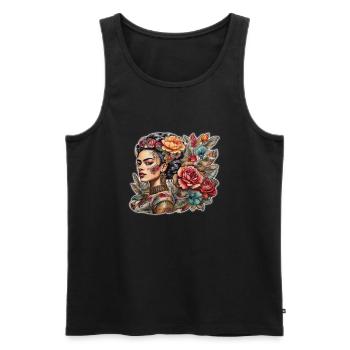 Mexiko Frau Volklore Tattoo - Männer Premium Bio Tank Top - Schwarz - Vorne - Michal (187cm)
