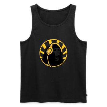 Monkey with Headphones - Men's Premium Organic Tank Top - black - Front - AI Model Male 178 light (178cm)