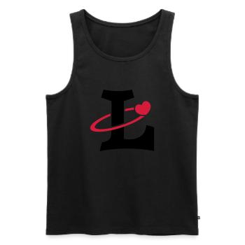 "L" Herz-Orbit - Männer Premium Bio Tank Top - Schwarz - Vorne - AI Model Male 178 light (178cm)