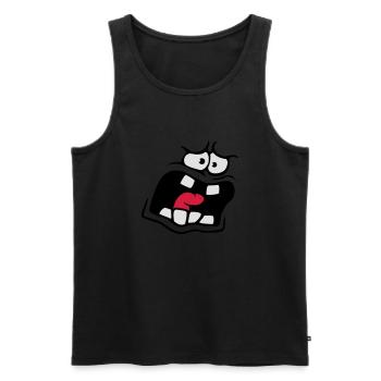 Screaming Anxious Comic Cartoon Face - Men's Premium Organic Tank Top - black - Front - AI Model Male 178 light (178cm)