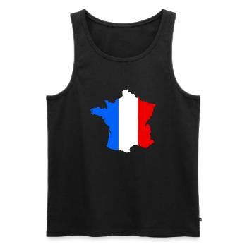 France - Men's Premium Organic Tank Top - black - Front - AI Model Male 178 light (178cm)