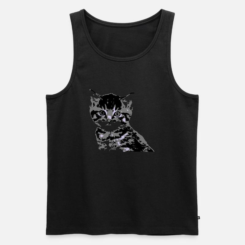 Katze Cat Katzengesicht - Männer Premium Bio Tank Top - Schwarz
