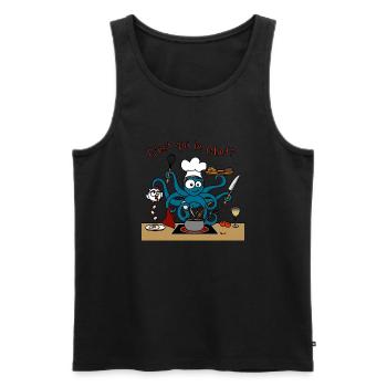 Poulpe Cuistot, Chef Cuisine Gastronomie Citations - Débardeur bio Premium Homme - noir - Devant - Michal (187cm)