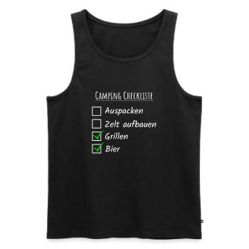 Camping Checkliste - Männer Premium Bio Tank Top - Schwarz - Vorne - Michal (187cm)