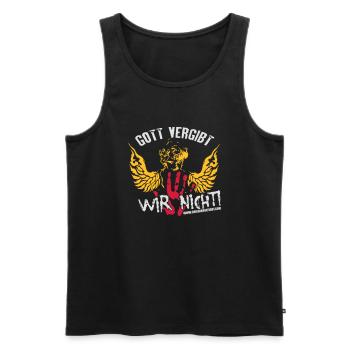 Gott vergibt - wir nicht - Männer Premium Bio Tank Top - Schwarz - Vorne - Michal (187cm)