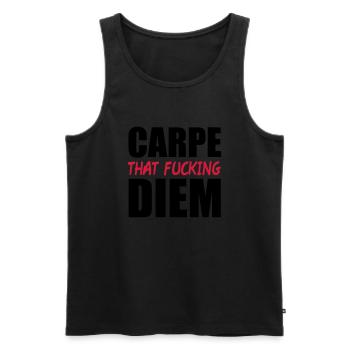 Carpe That Fucking Diem - Men's Premium Organic Tank Top - black - Front - Michal (187cm)