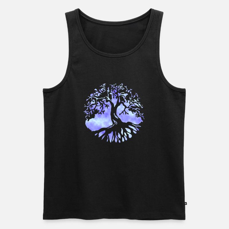 Lebensbaum blau Wolken - Männer Premium Bio Tank Top - Schwarz