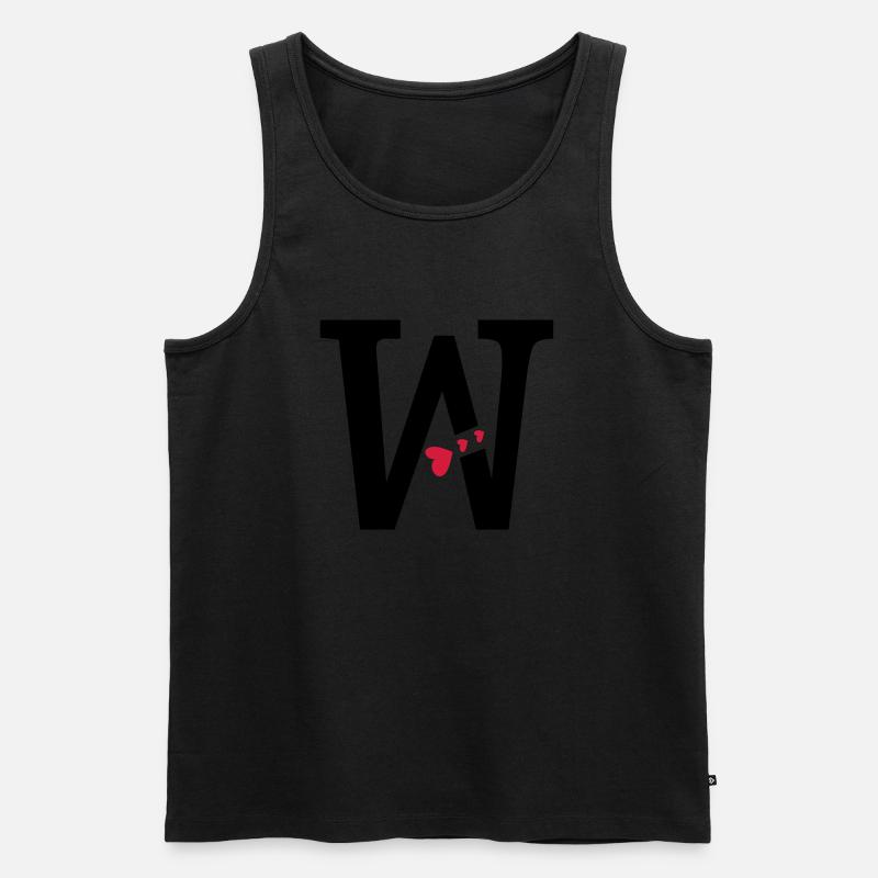 Großbuchstabe W mit Herzen - Männer Premium Bio Tank Top - Schwarz