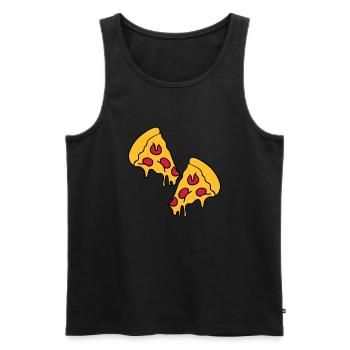 2 pizzas morceaux de fromage dégoulinant de salami - Débardeur bio Premium Homme - noir - Devant - AI Model Male 178 light (178cm)